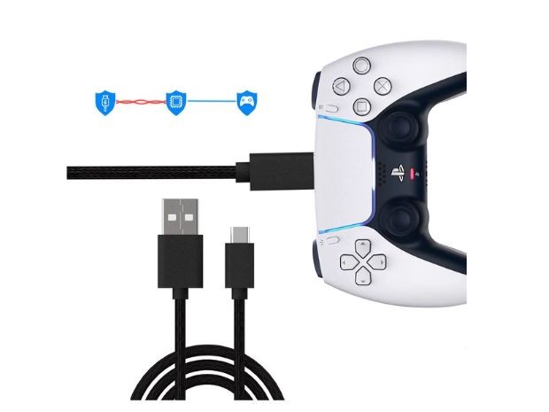 &uu CABLE CARGADOR JOYSTICK PS5 1.8 MTS + FILTRO
